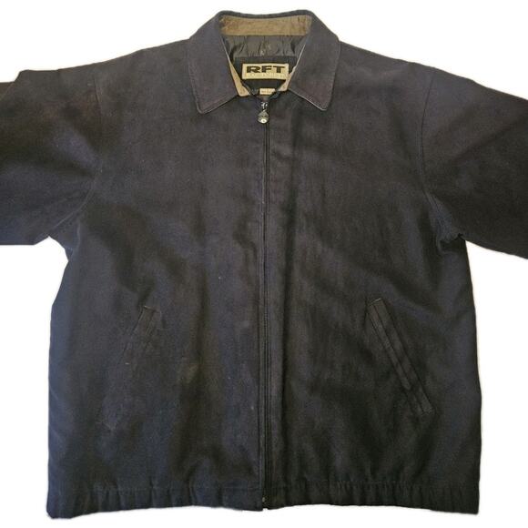 Vintage RFT Rainforest Black Micro Suede Jacket XL Inside Zipper Phone Pocket - Picture 5 of 10